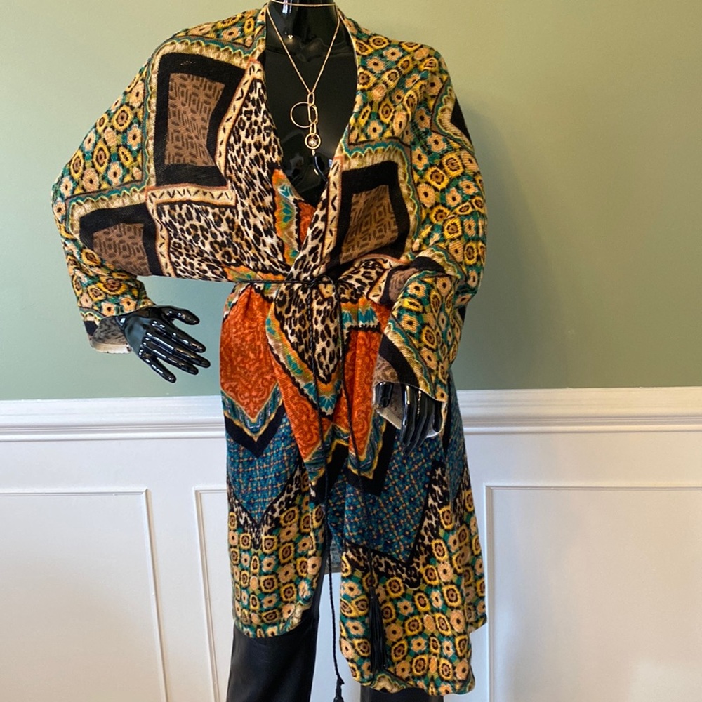 Multi Colored Belted Sweater by Chico